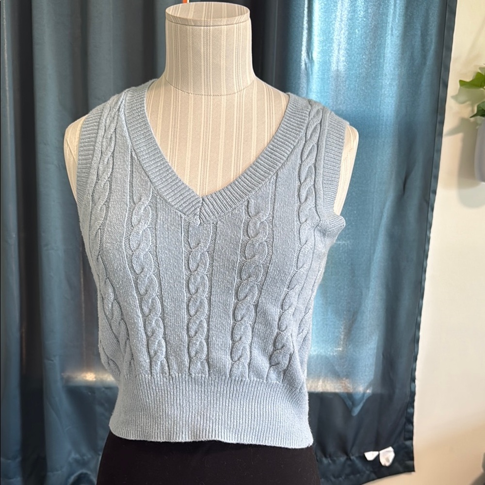 Jessica Simpson Light Blue Cable Knit Sleeveless Top